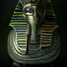 generated: A portrait of a metal statue of a pharaoh wearing steampunk glasses and a leather jacket over a white t-shirt that has a drawing of a space shuttle on it. #2