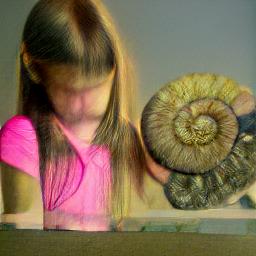 generated: a girl examining an ammonite fossil #5