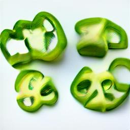 Generated interpretation of a green pepper sliced into many pieces